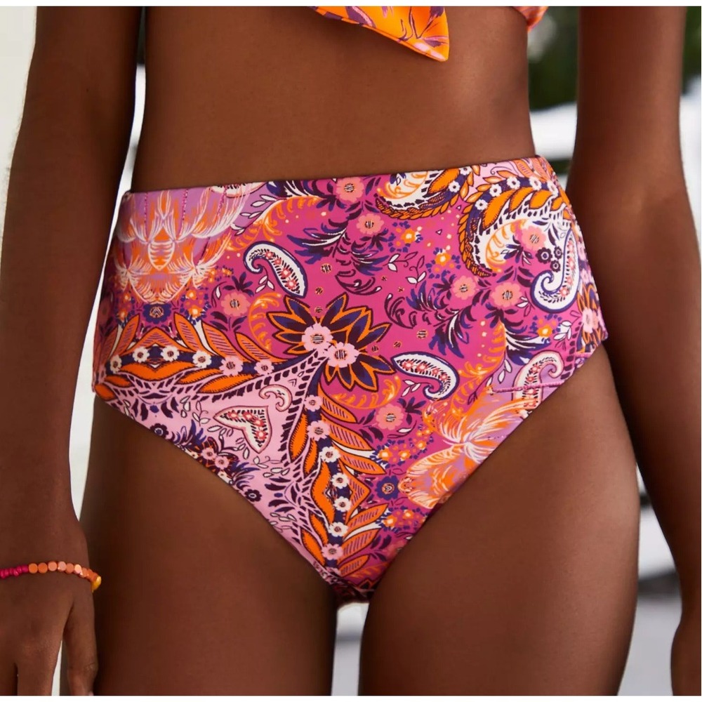 Anthropologie‎ Kristina Pink Orange Bikini Bottoms Size 2X